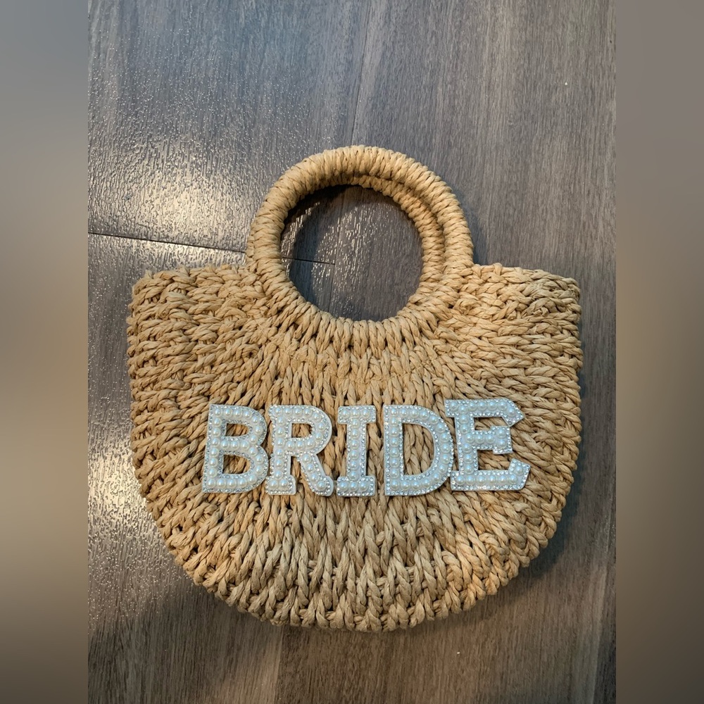 Bride Pearl Patch Woven Tan Bag